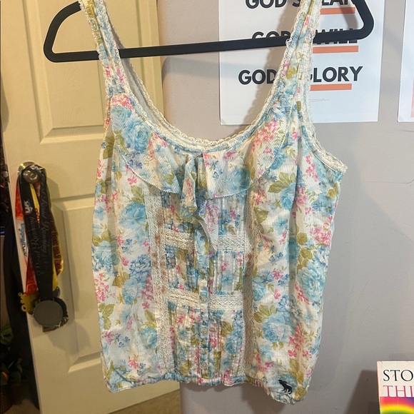 Abercrombie & Fitch Floral Lace Trim Tank Top - Picture 1 of 2